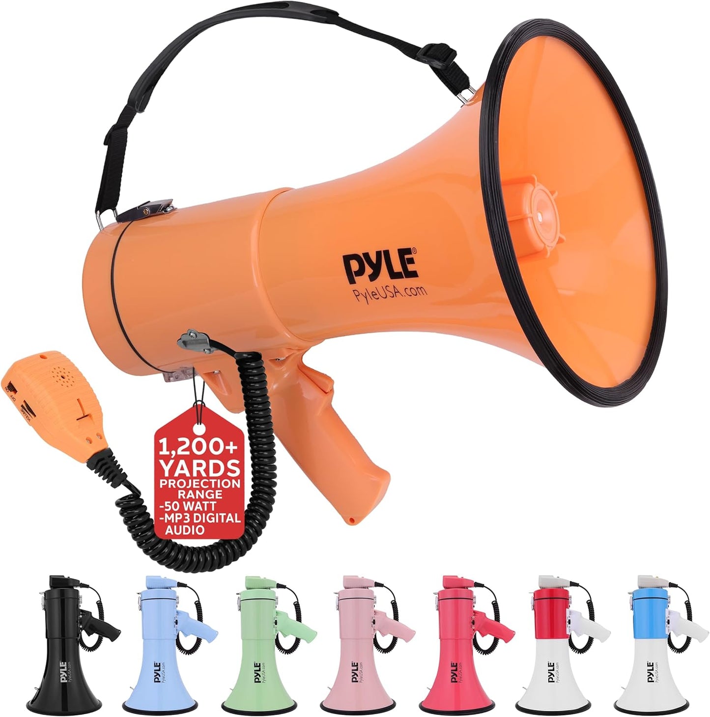 Pyle 50W Megaphone Bullhorn - Loud & Portable Powerhouse