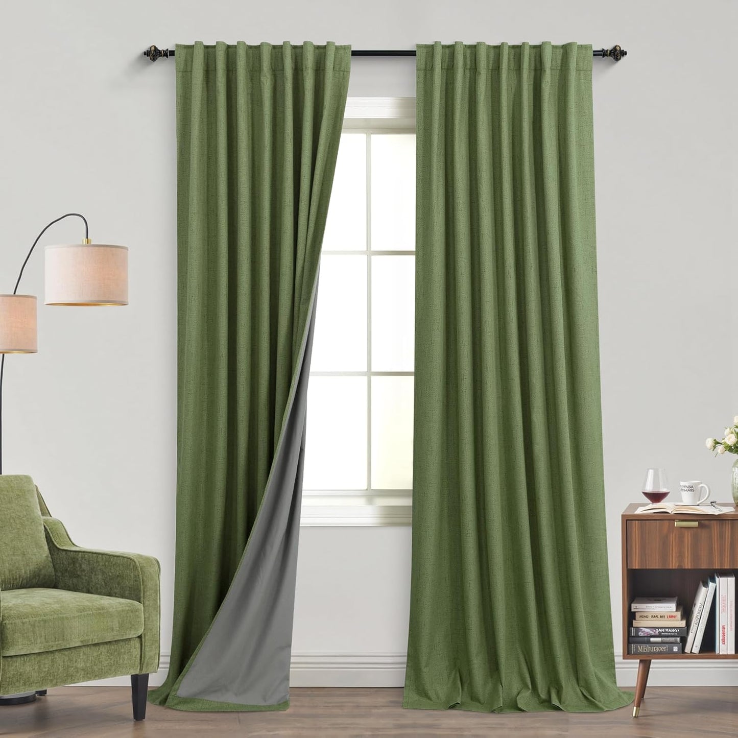 KOUFALL Olive Green Nursery Curtains for Baby Boy Girl, 84 in