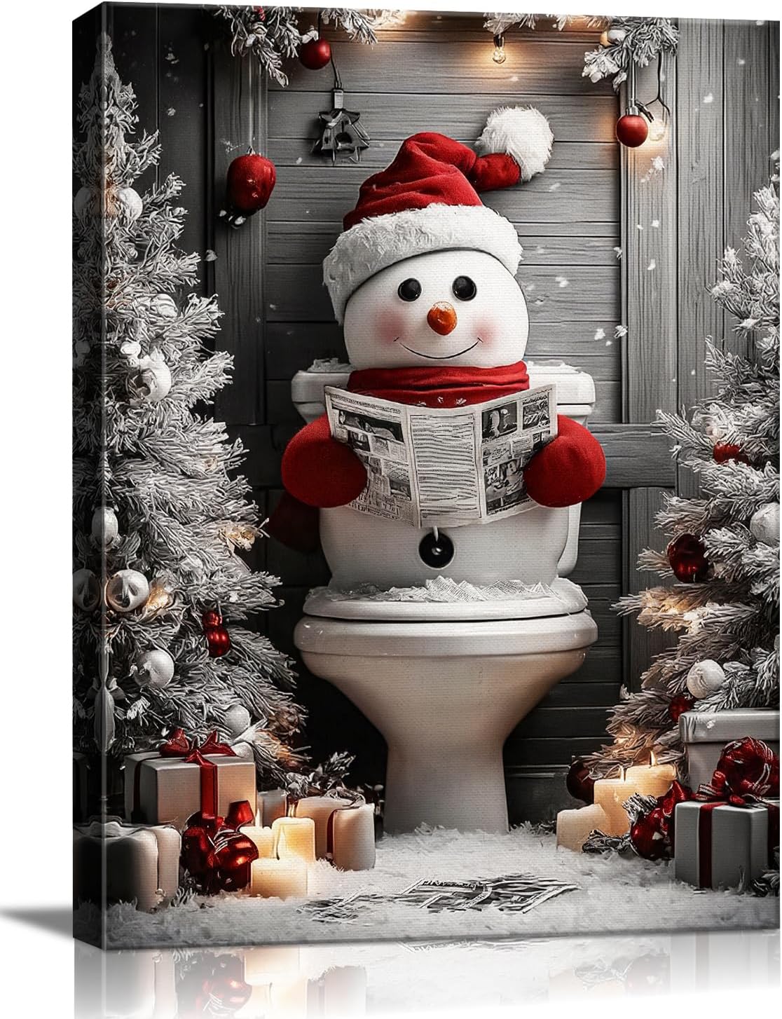 Funny Snowman Christmas Canvas Wall Art for Humorous Decor