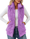 LOMON Womens Fuzzy Fleece Vest - Cozy Sherpa Zip Up Layer