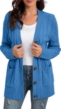 Long Sleeve Loose Knit Cable Button Cardigan Sweater - Cozy