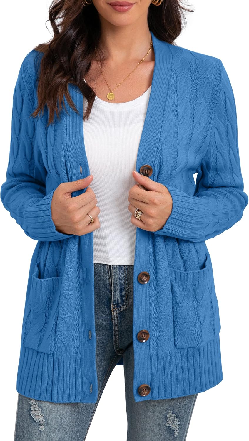 GRECERELLE Women's Long Sleeve Loose Knit Cardigan Sweater