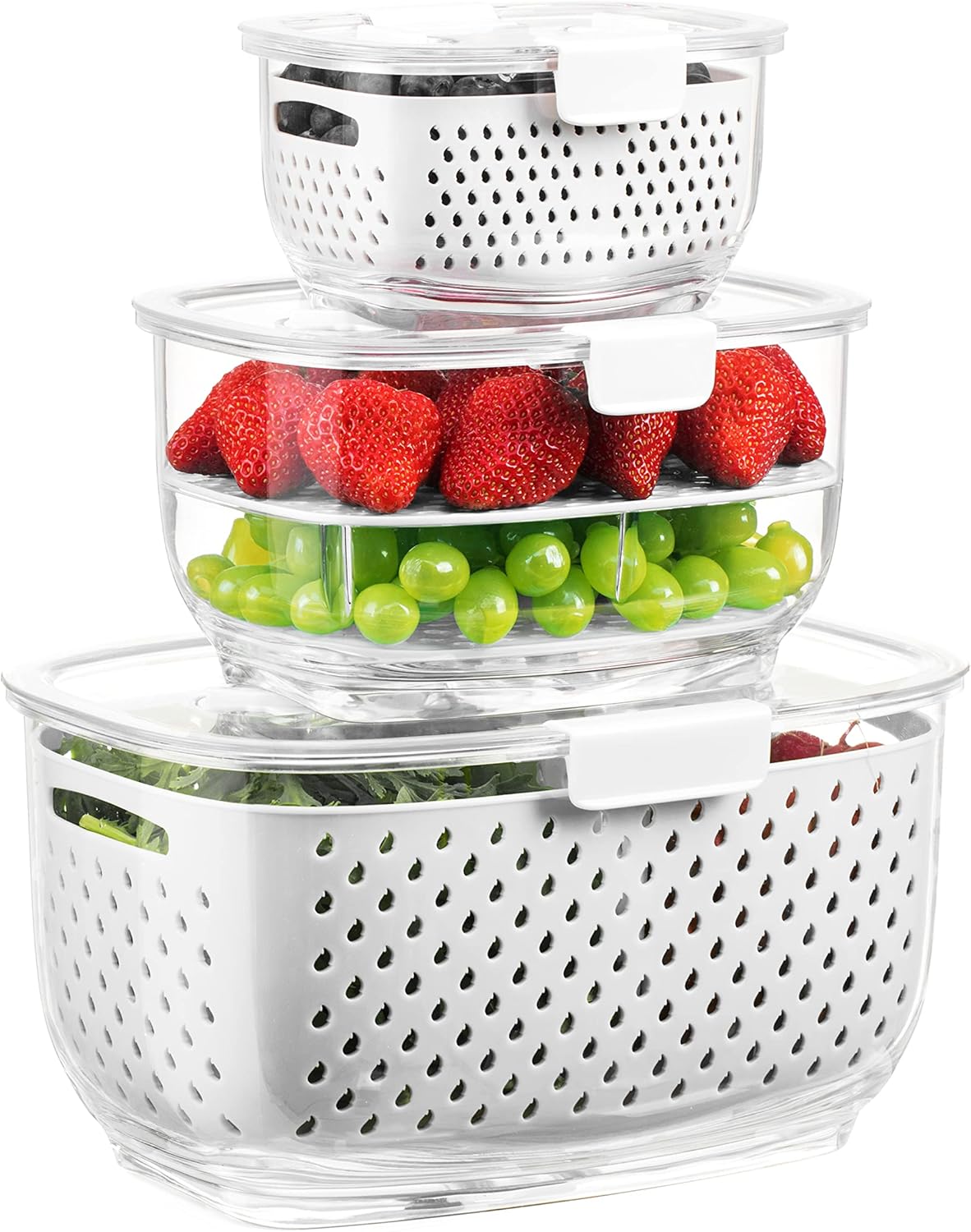 LUXEAR Fresh Produce Storage Containers Set for Fruits & Veggies