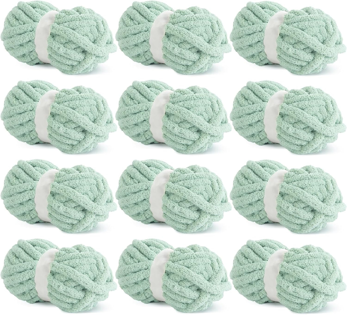 Hombys Mint Green Chunky Chenille Yarn for Cozy Knitting