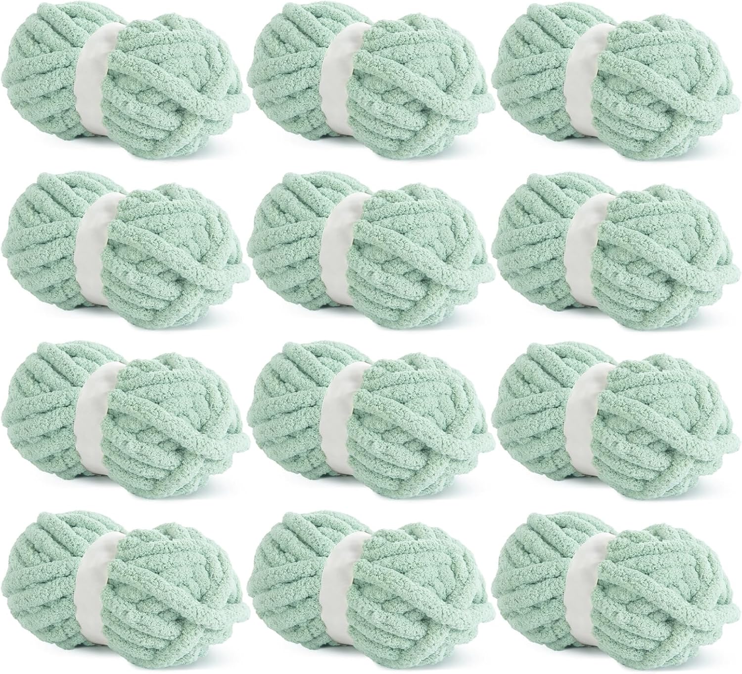 Hombys Mint Green Chunky Chenille Yarn for Cozy Knitting