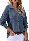Waffle Knit Sweater Shacket Button Down Shirt - Cozy Fall Layer Shoes