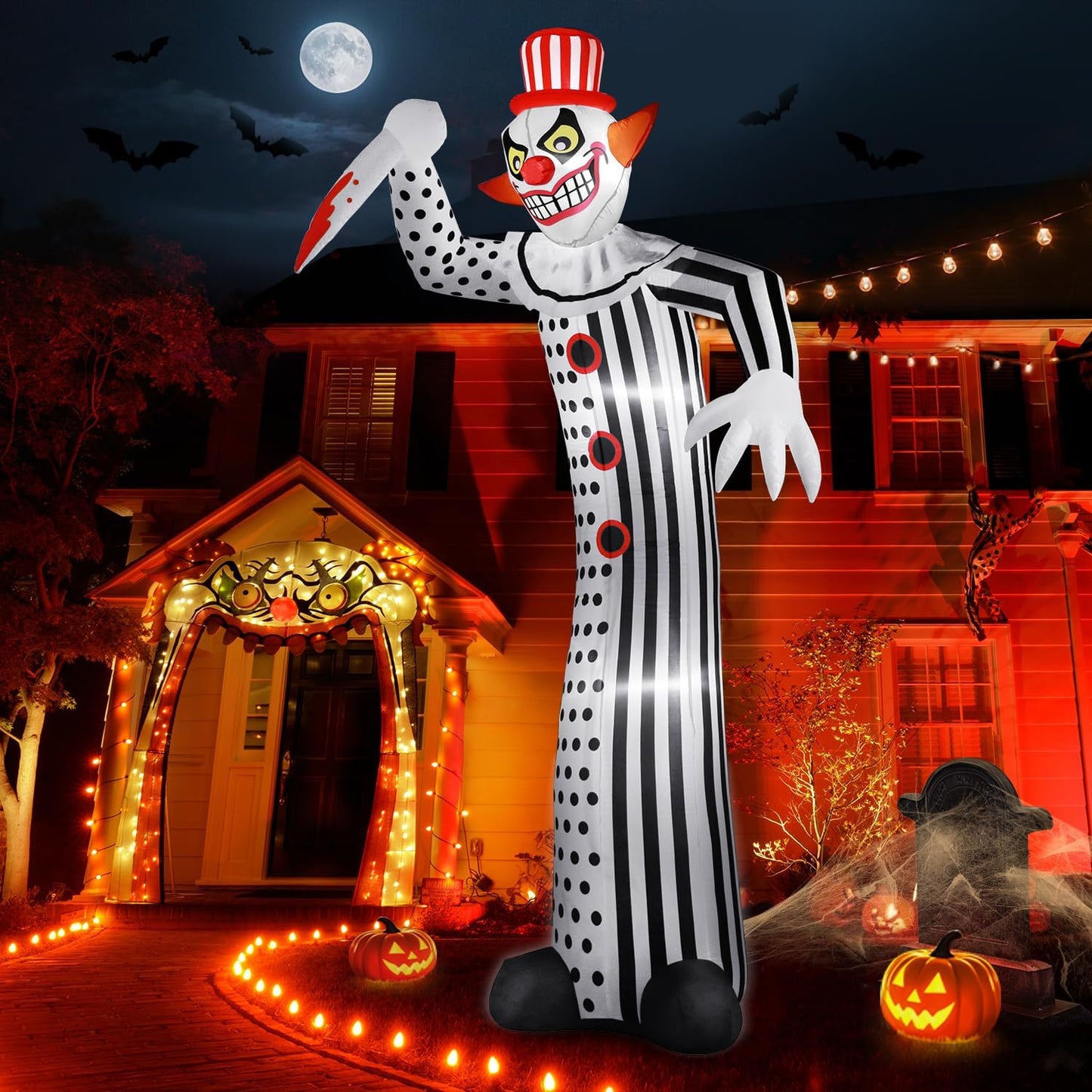 12Ft Giant Halloween Inflatable Creepy Clown for Spooky Decor