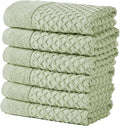 Green Bath Towels 6 Pack 26x16 Hand Towel Set - Soft, Absorbent