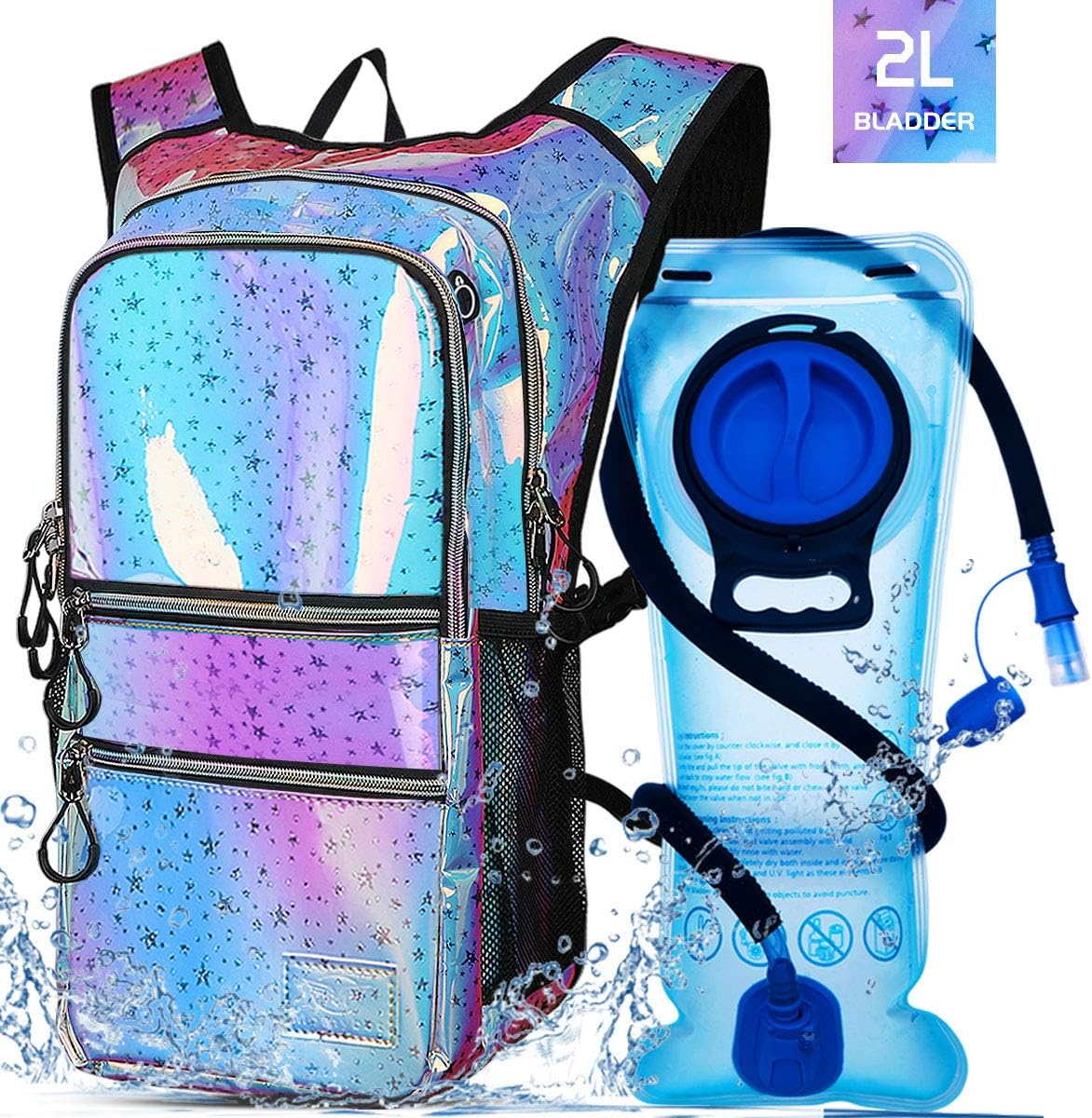 Hydration Backpack Pack with 2L Bladder for Festivals and Hiking