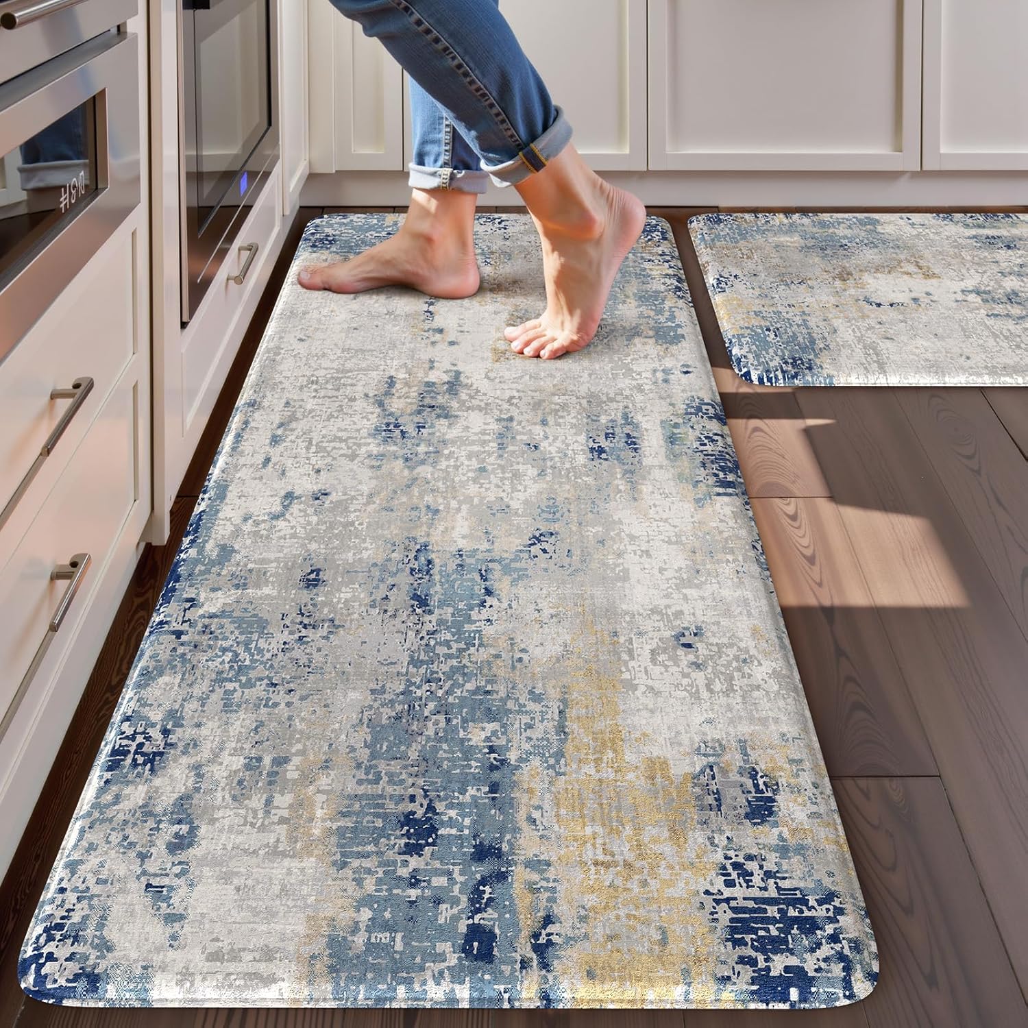 LEEVAN Kitchen Mats Cushioned Anti Fatigue Set of 2 for Comfort