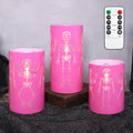Glass Flameless Candles Halloween Gothic Decor Set of 3 - Safe Flicker