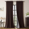 Guken Coffee Linen Blackout Curtains for Living Room 84 Inch