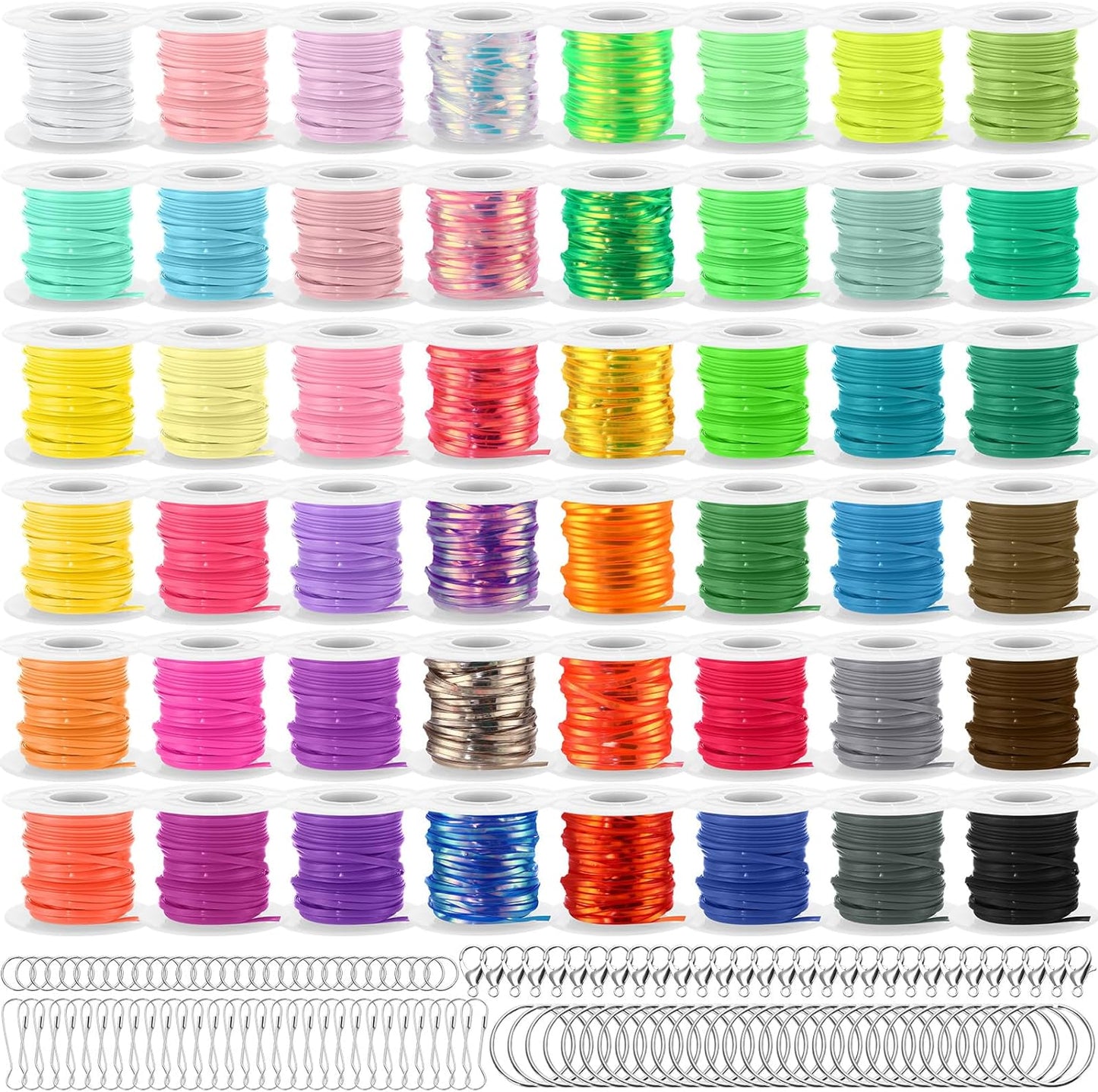 Lanyard String Kit with 48 Rolls for DIY Crafts and Keychains