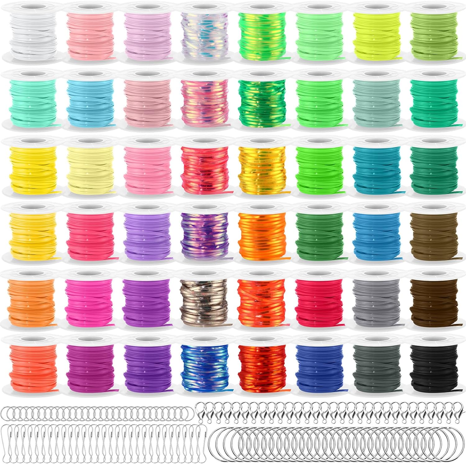Lanyard String Kit with 48 Rolls for DIY Crafts and Keychains