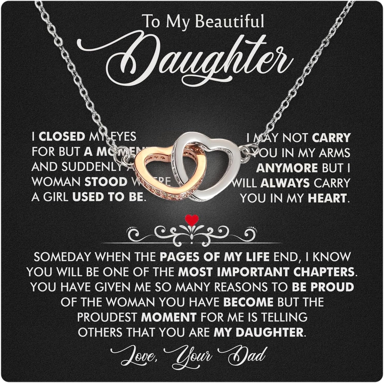 To My Daughter Necklace from Dad - Heartfelt Jewelry Gift