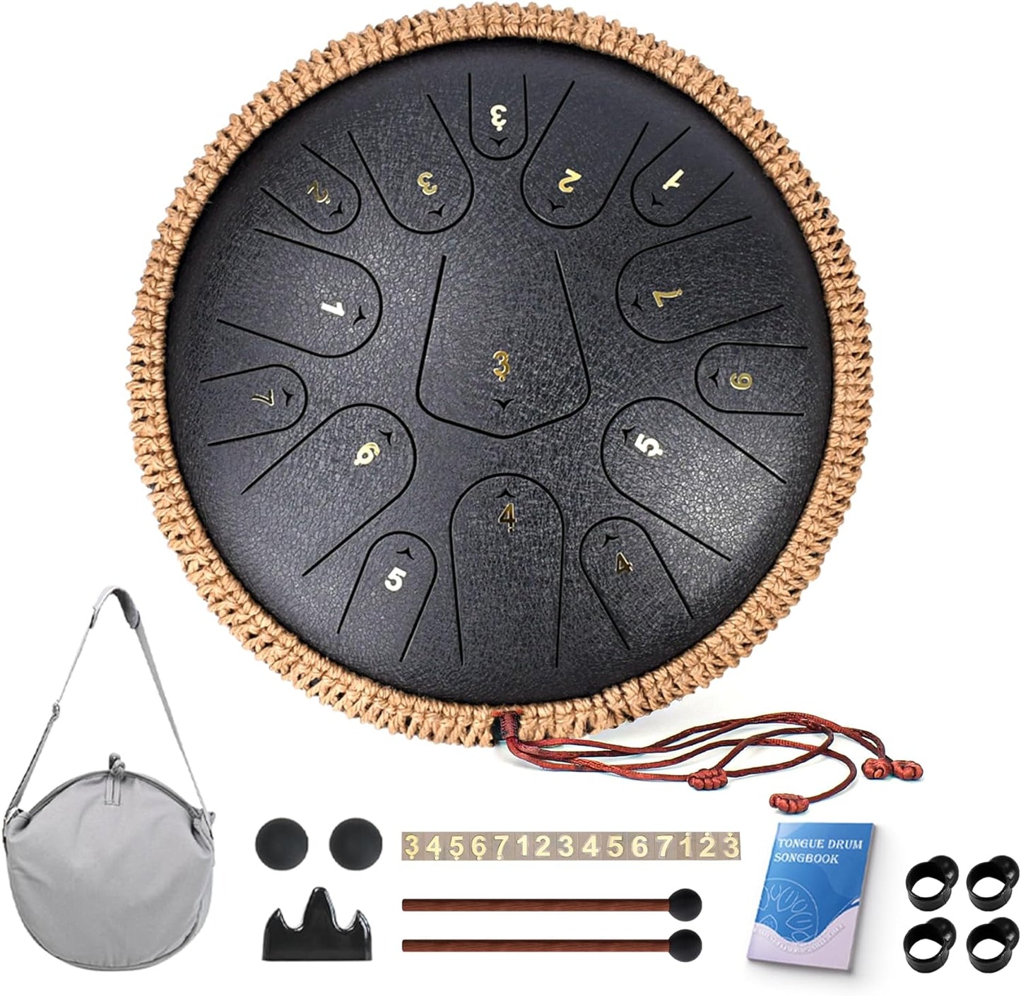 Steel Tongue Drum 13 Inches 15 Notes Handpan Drum for All Ages