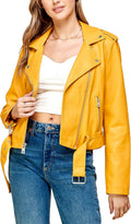 Faux Leather Zip Moto Biker Jacket with Stitching Detail - Timeless