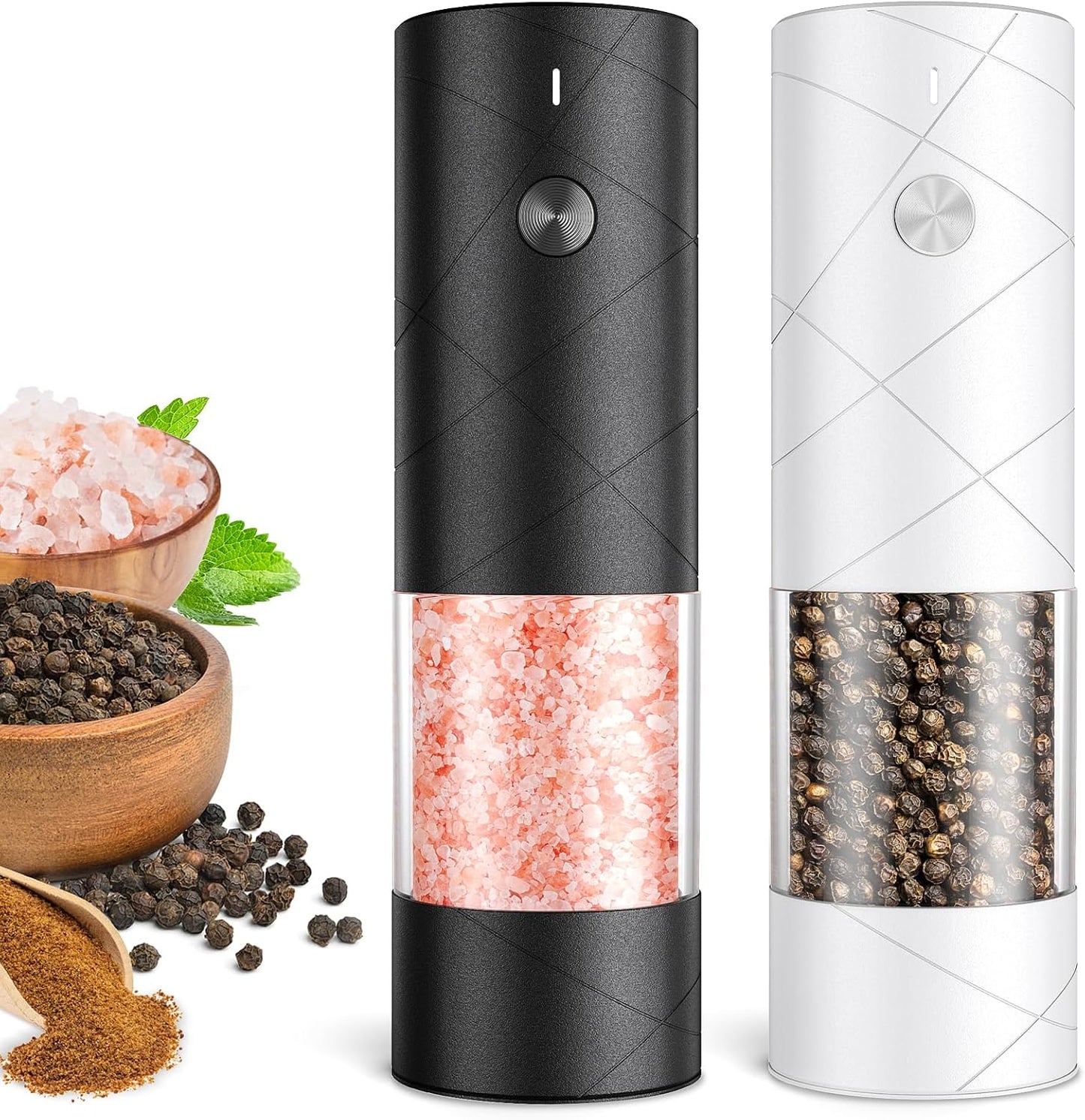 Electric Salt and Pepper Grinder Set with LED Light for Kitchen