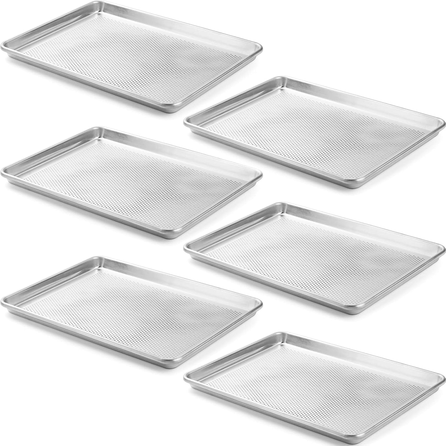 CURTA 6 Pack Aluminum Sheet Pan Perforated for Baking Needs