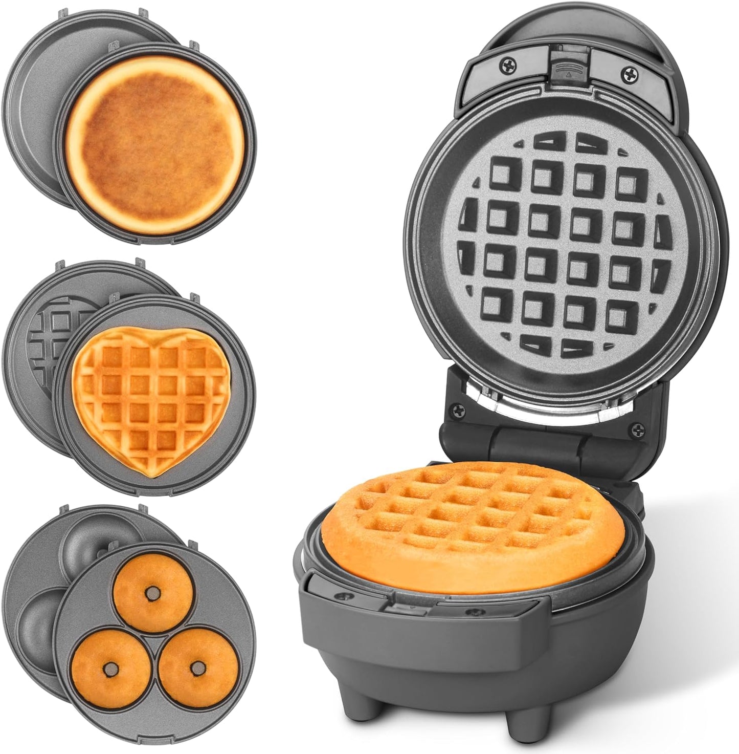 4-IN-1 Mini Waffle Maker Set w/ Removable Plates - Baker's Best