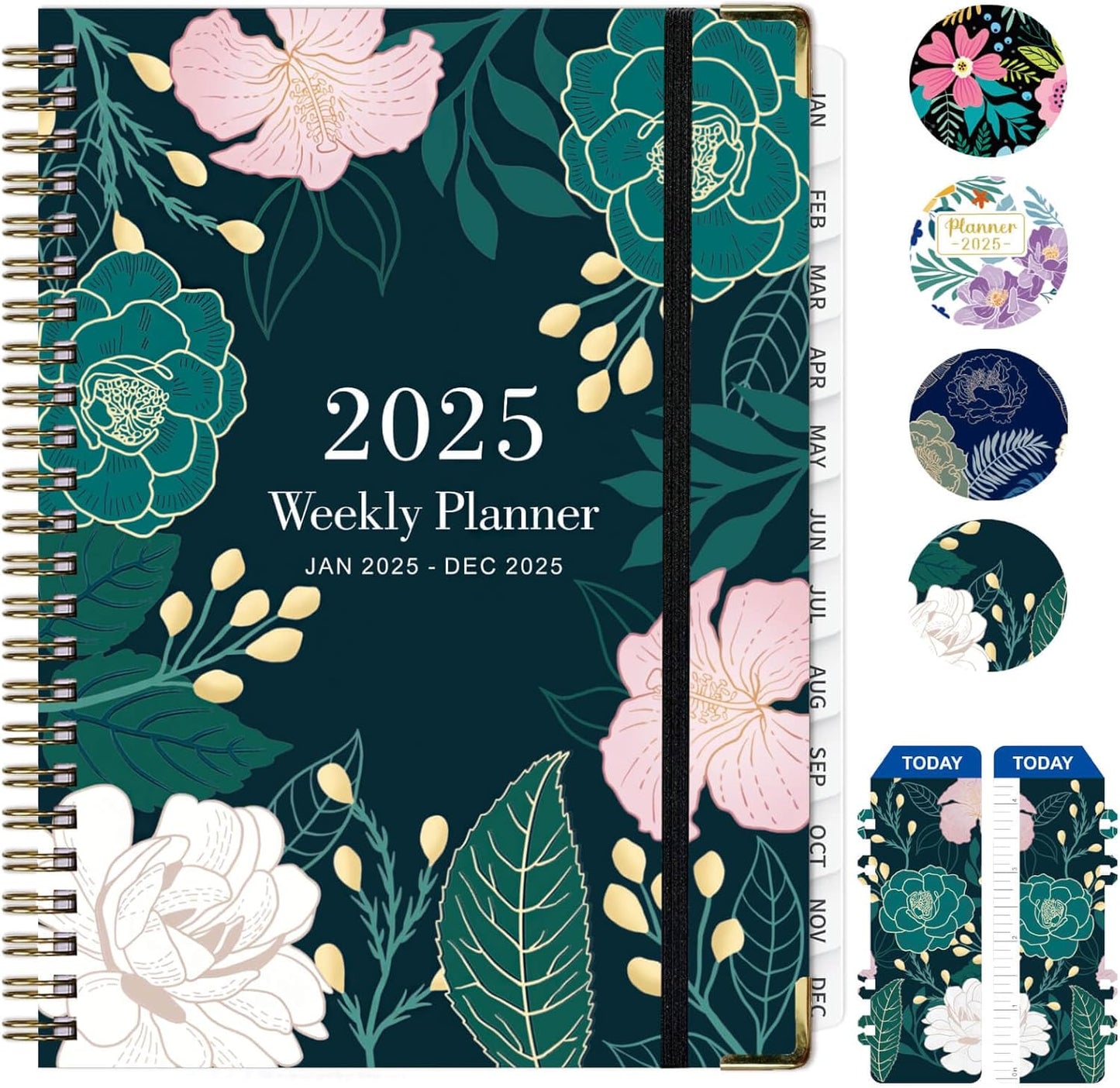 2025 Green A5 Planner with Tabs & Pocket