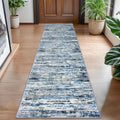 Modern Abstract 2x8 Hallway Runner Rug Grey Blue White - Washable