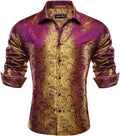 Men Paisley 70s Disco Silk Dress Shirt - Jacquard Statement Style