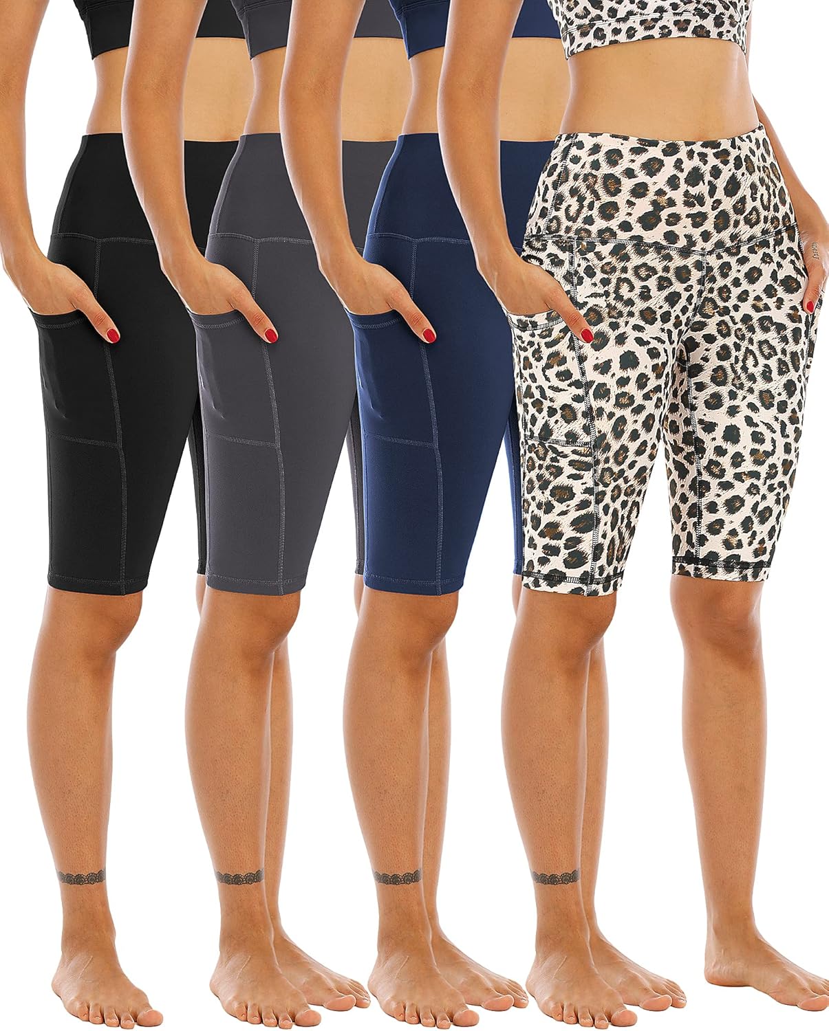 Biker Yoga Shorts with Pockets for Women - High Waisted Comfort