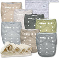 Cloth Diapers 7 Pack with Inserts & Wet Bag - Reusable Pocket Set