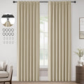 Greyish Beige Pinch Pleated Blackout Linen Curtains 90 in - Thermal