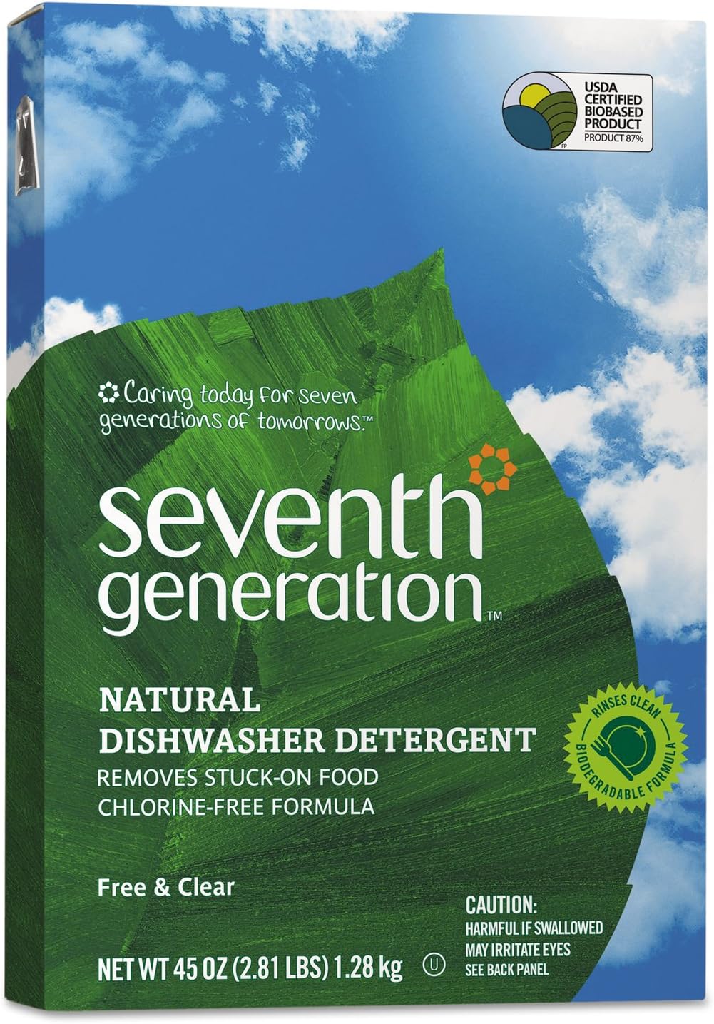 Natural Dishwasher Powder with Plant-Derived Enzymes, 45 oz Pack