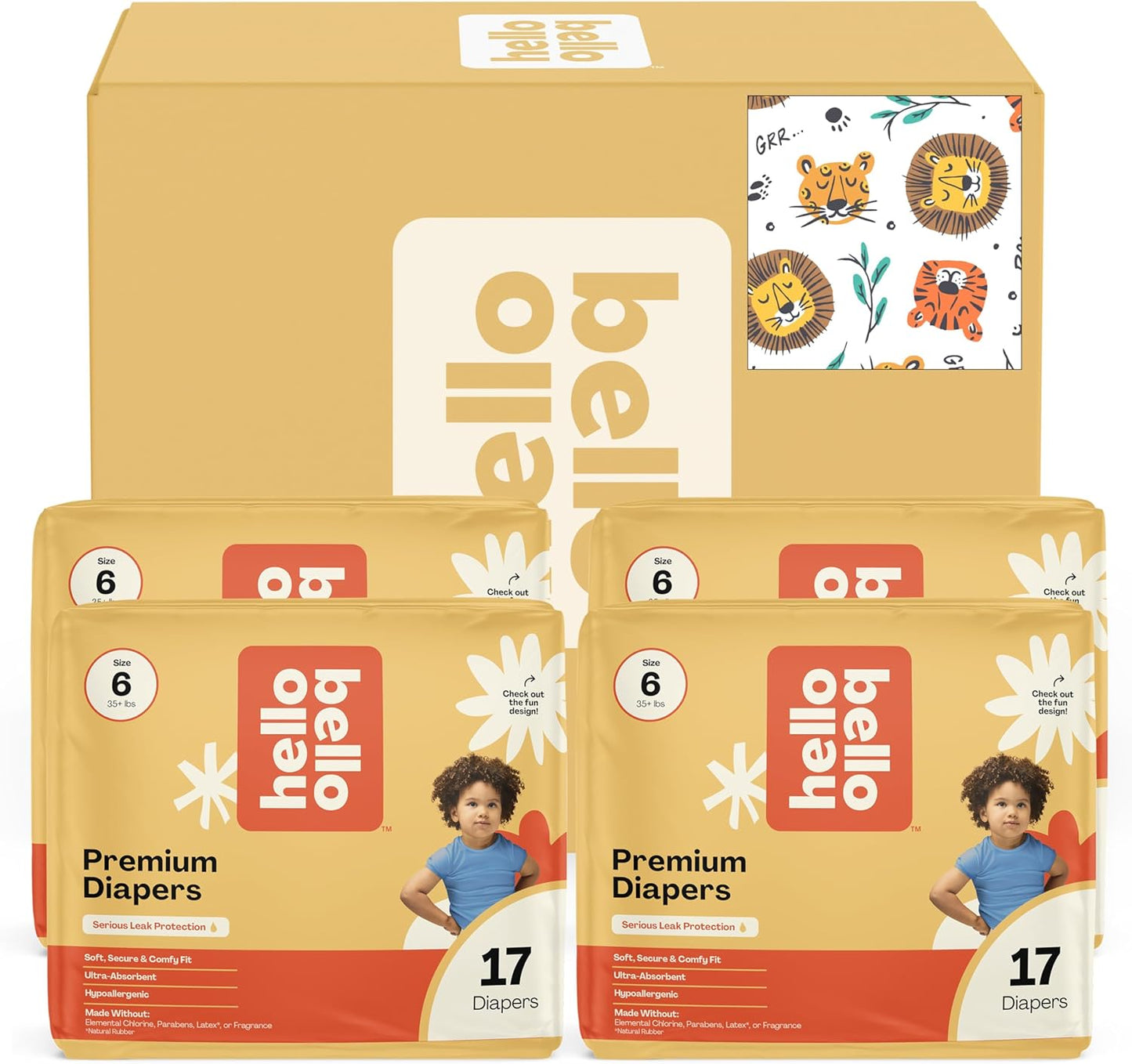 Hello Bello Diapers Size 6 Wild Cats 68 Count Value Pack