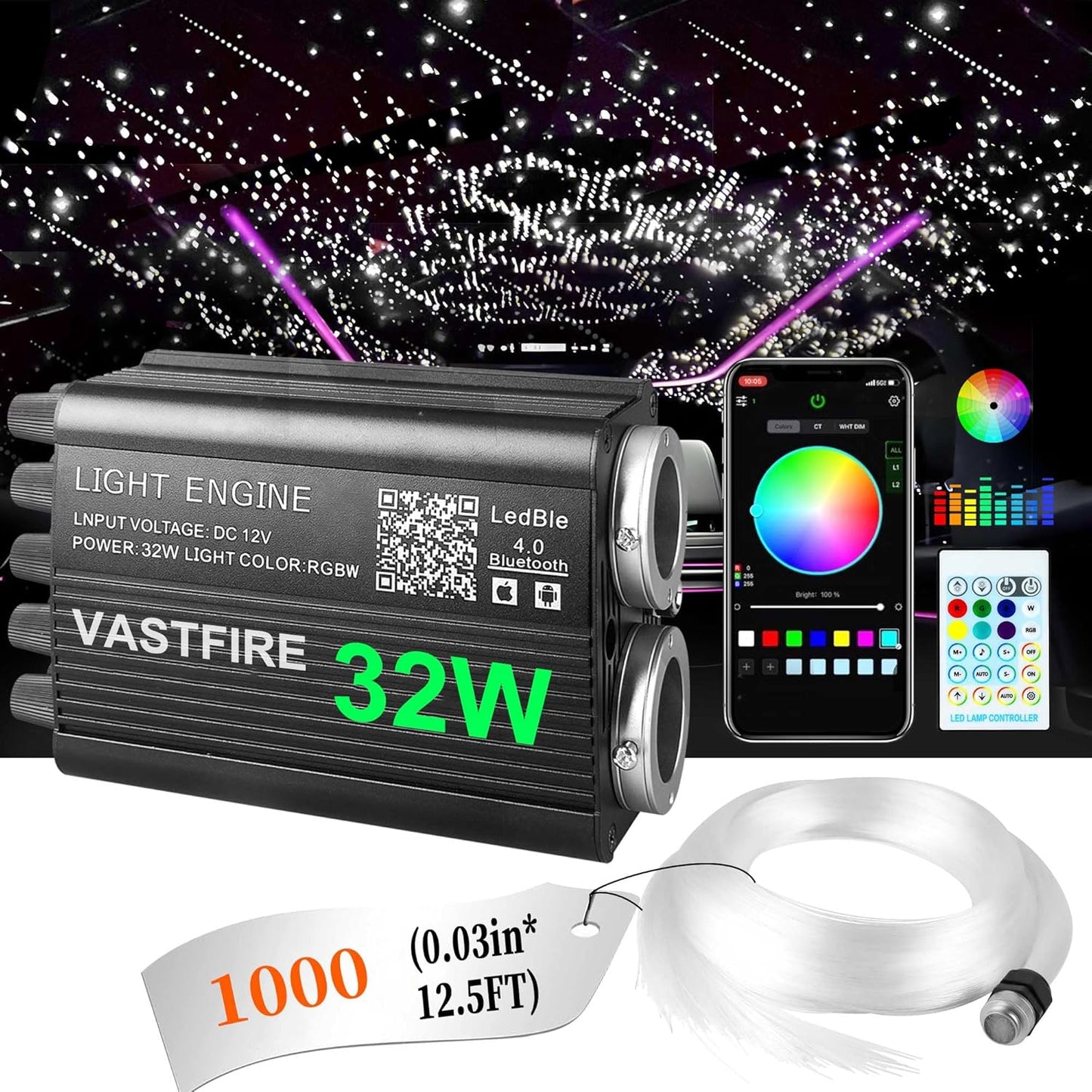 Luxury Starlight Headliner Kit with Twinkle & Meteor Effects