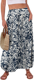 Women's Maxi Skirt High Waisted Boho Flowy Ankle Length - Versatile