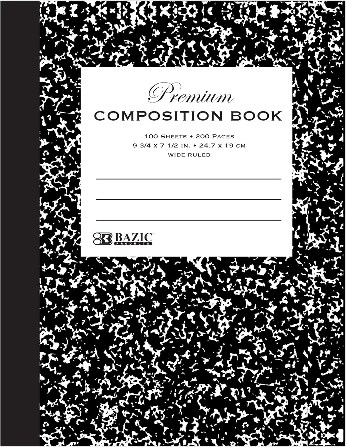 Premium Black Marble Composition Book - Wide Ruled
