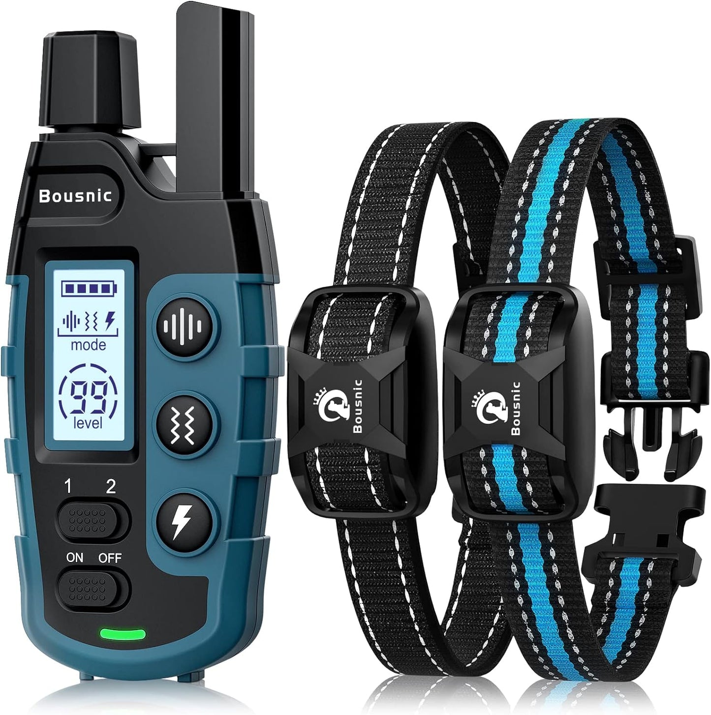 BOUSNIC Dog Training Collar - Long Range Remote Control, Multi-Mode Training (Beep, Vibration, Shock), Waterproof
