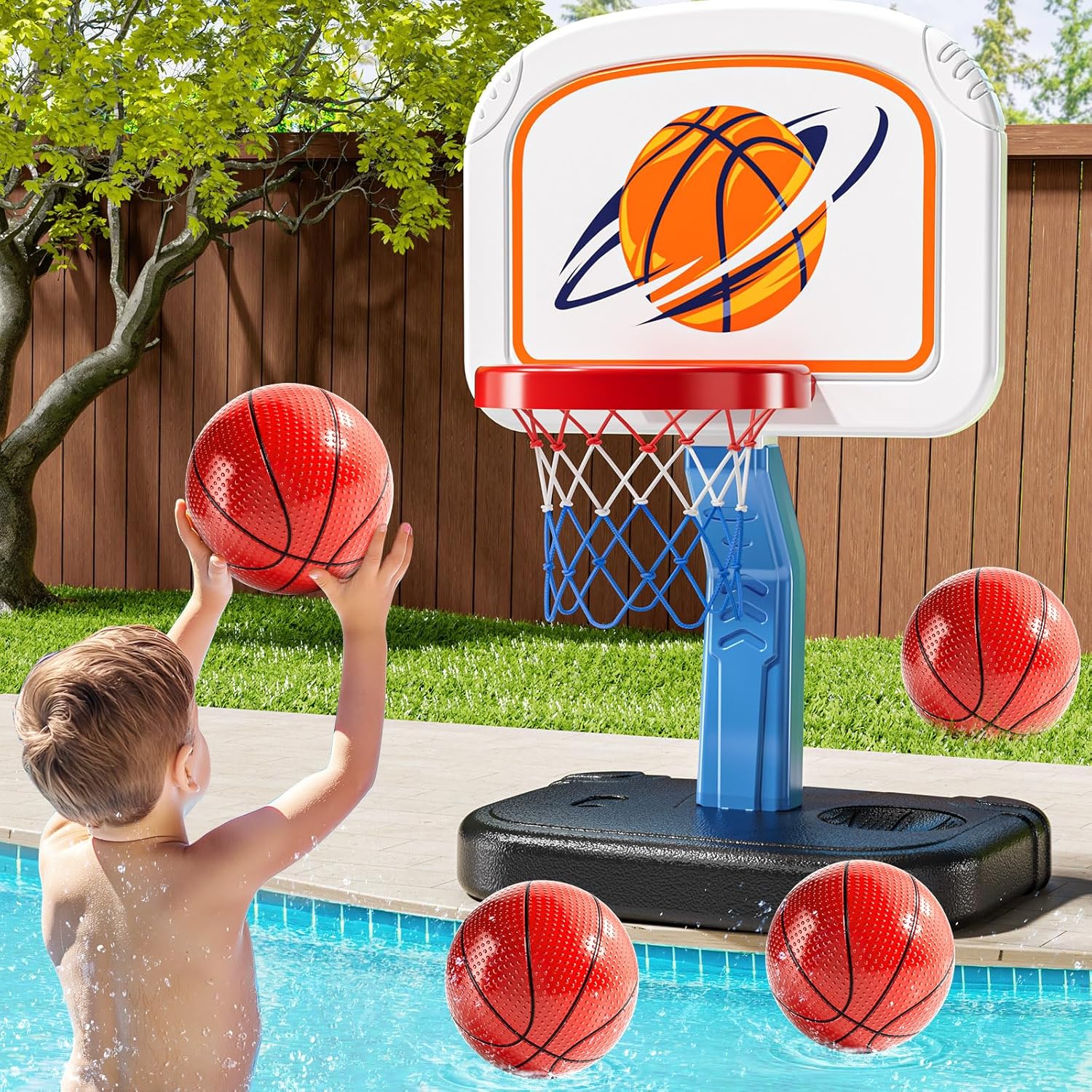 Swimming Pool Basketball Hoop for Kids - Adjustable Height Fun