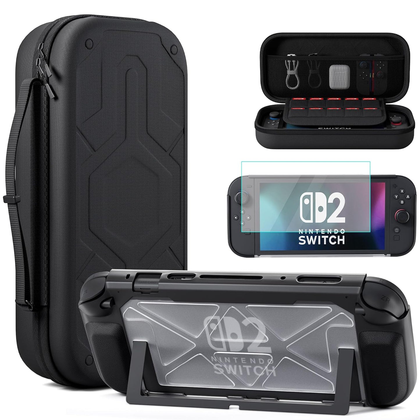 FUNDIARY Black Carrying Case for Nintendo Switch 2 - Shockproof
