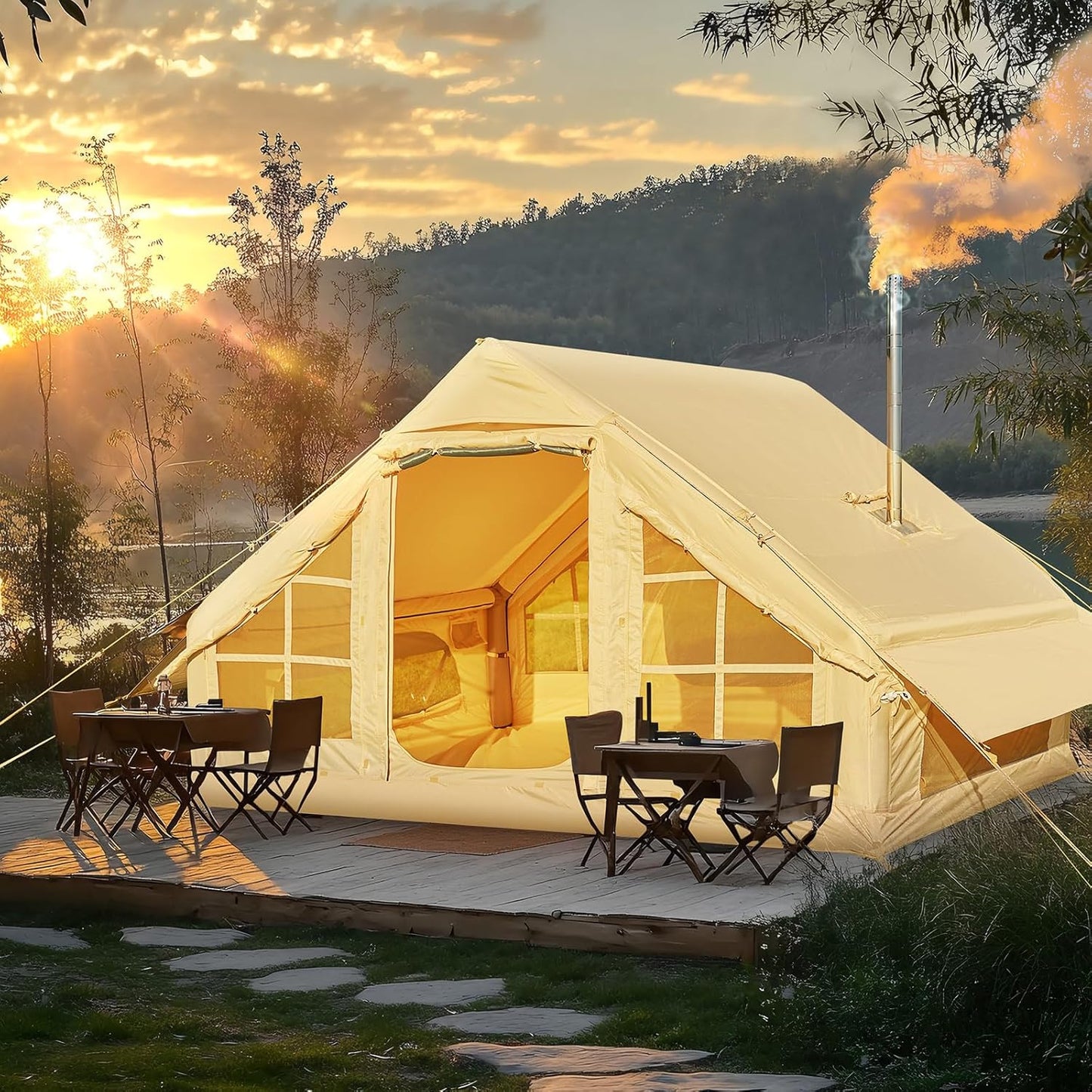Glonerle Inflatable Camping Tent - Spacious & Waterproof