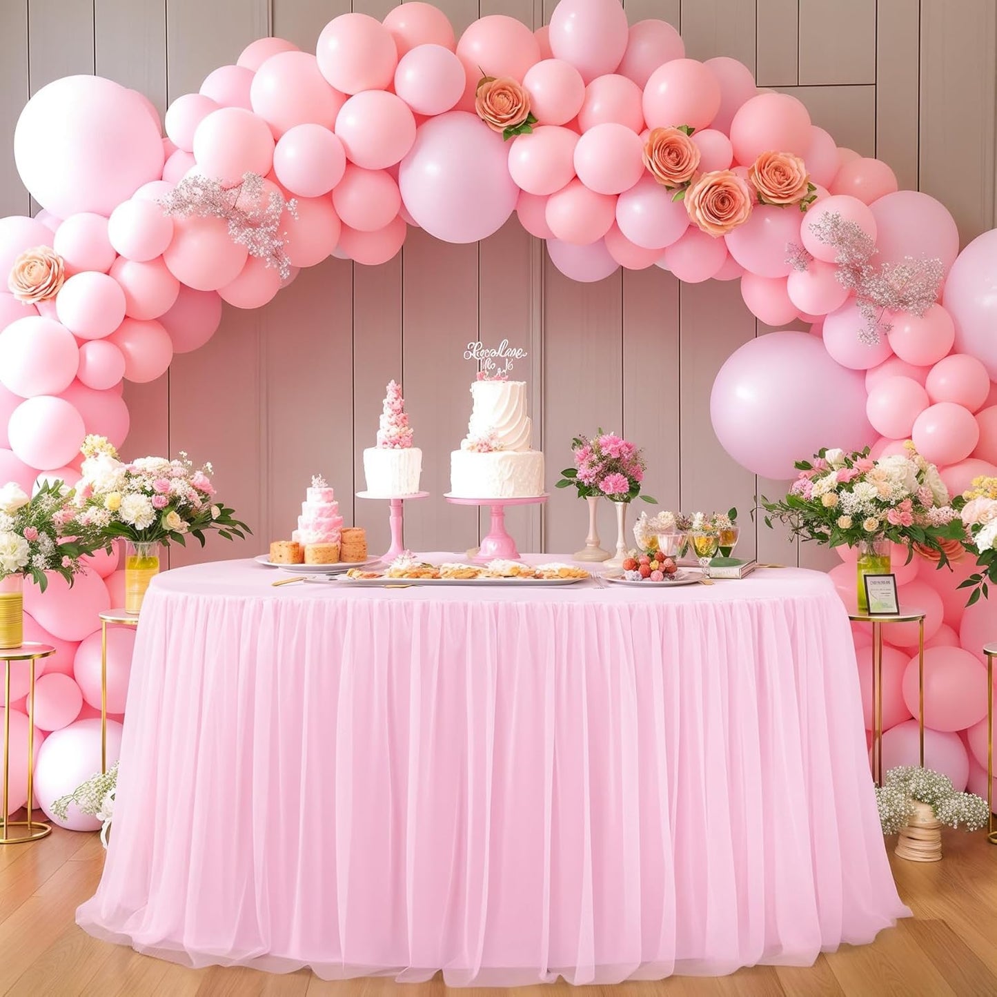 Pink Tulle Tablecloth Fitted for 72 Inch Round Tables