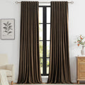 PRIMROSE Brown Velvet Curtains 108 in Panels - Luxurious Blackout