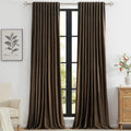 PRIMROSE Brown Velvet Curtains 90 in Panels - Heavy Blackout Drapes