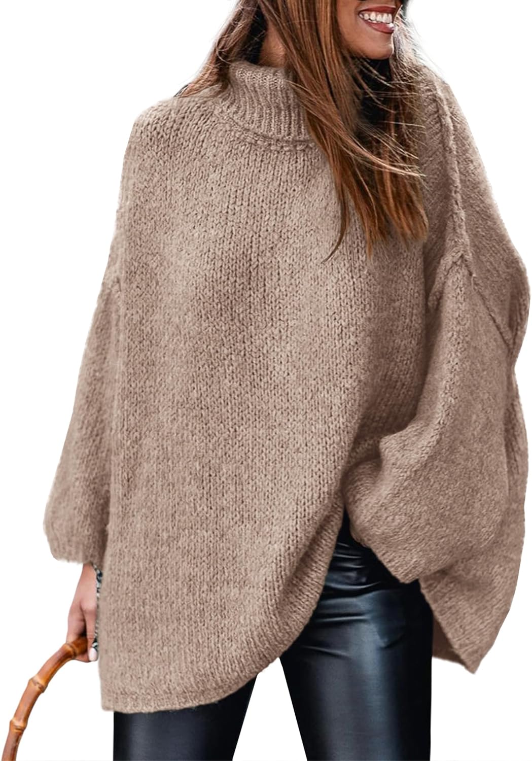 PRETTYGARDEN Women's Turtleneck Oversized Chunky Knit Sweater
