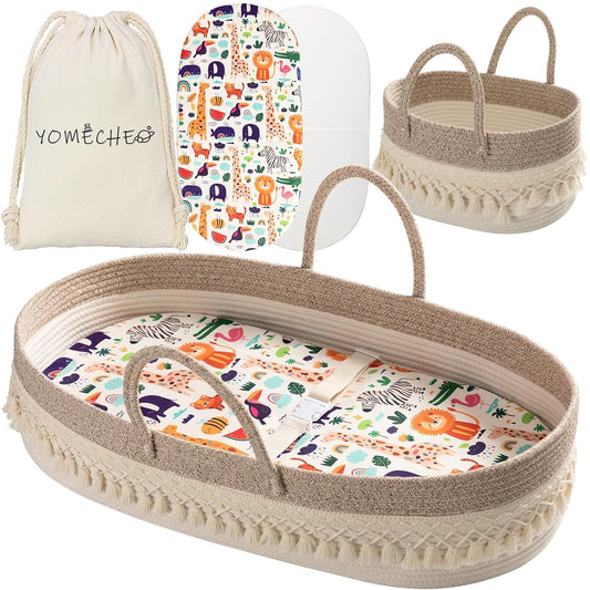 Baby Changing Basket with Diaper Caddy and Waterproof Pad