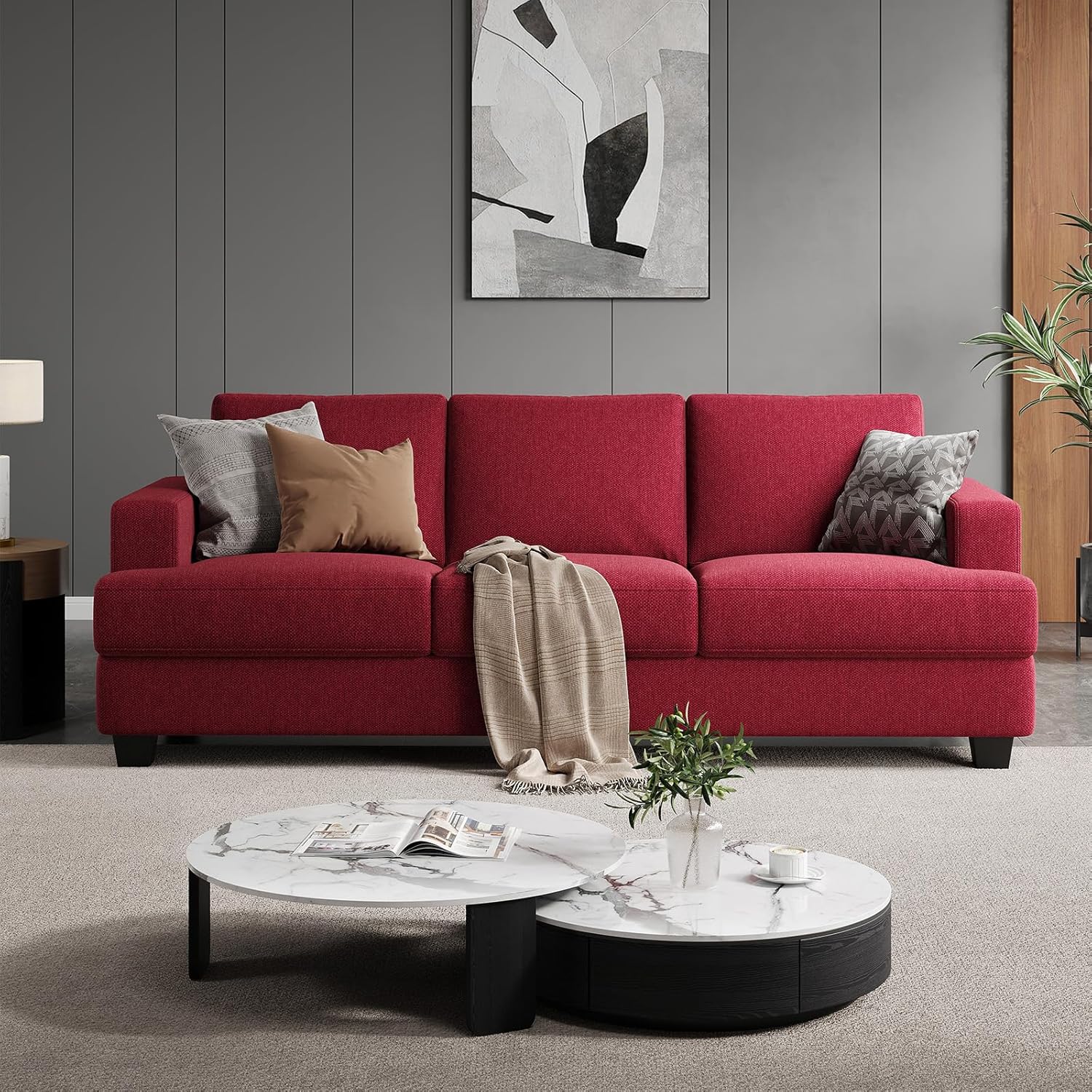 89 Inch Sofa with Extra Deep Seats for Modern Living Room
