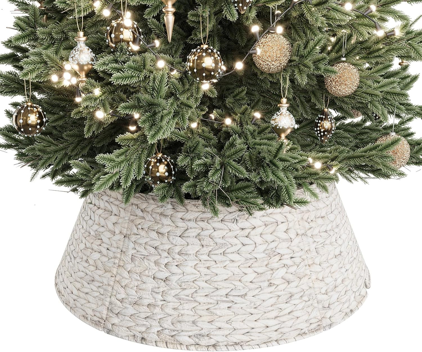 28-Inch Woven Rattan Christmas Tree Collar for Holiday Decor