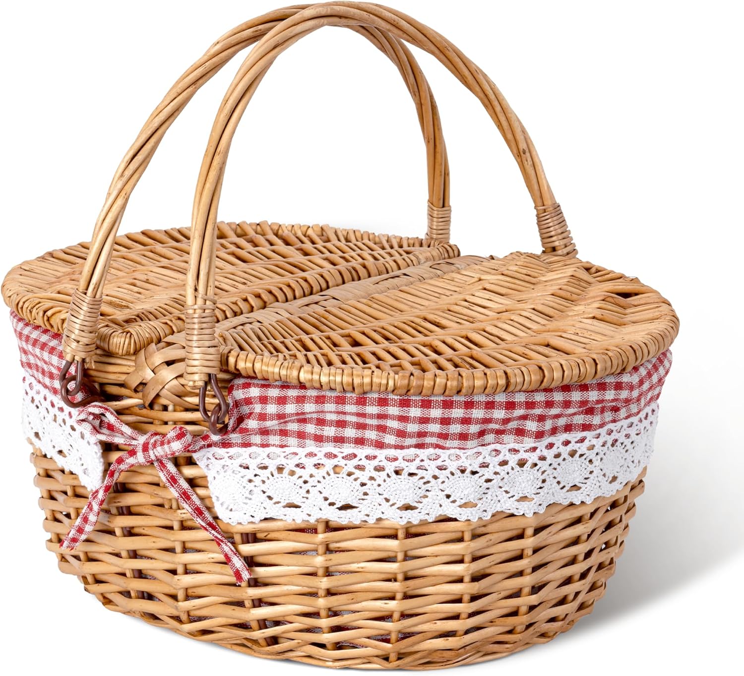 Natural Willow Picnic Basket with Lid for Outdoor Adventures