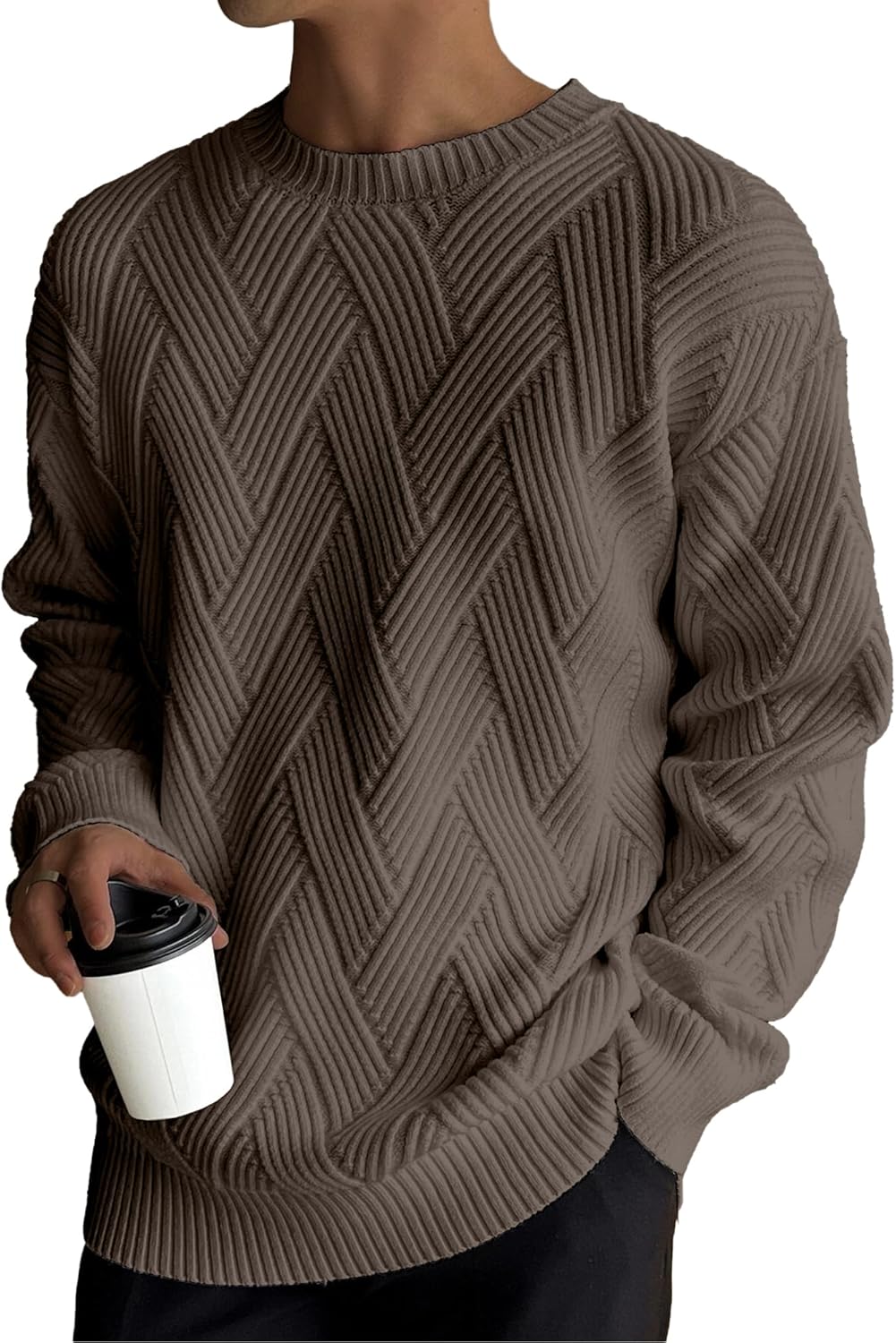 HOTake Men's Crewneck Sweaters for Casual Stylish Comfort