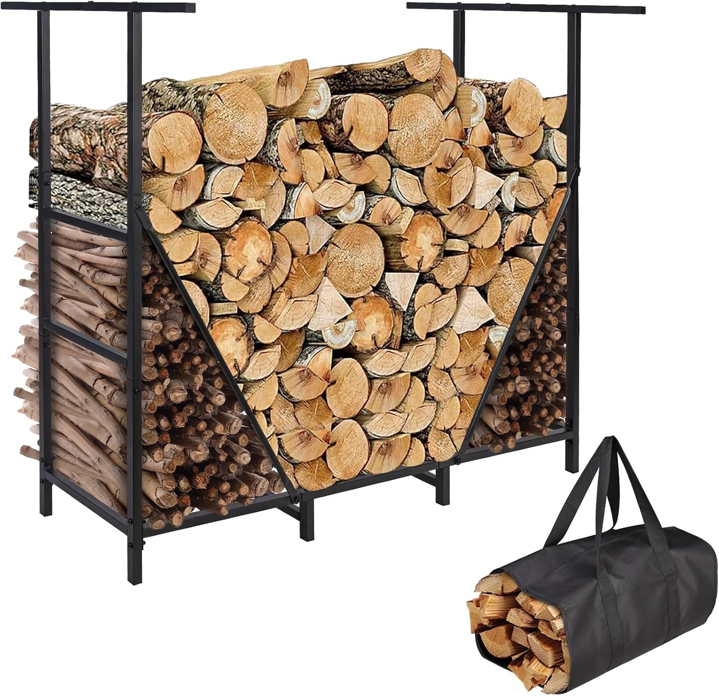 Adjustable Heavy Duty Firewood Rack for Indoor and Outdoor Use