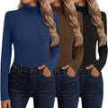 Cotton Cashmere Blend 3-Pack Women's Turtleneck Tops - Thermal Layer